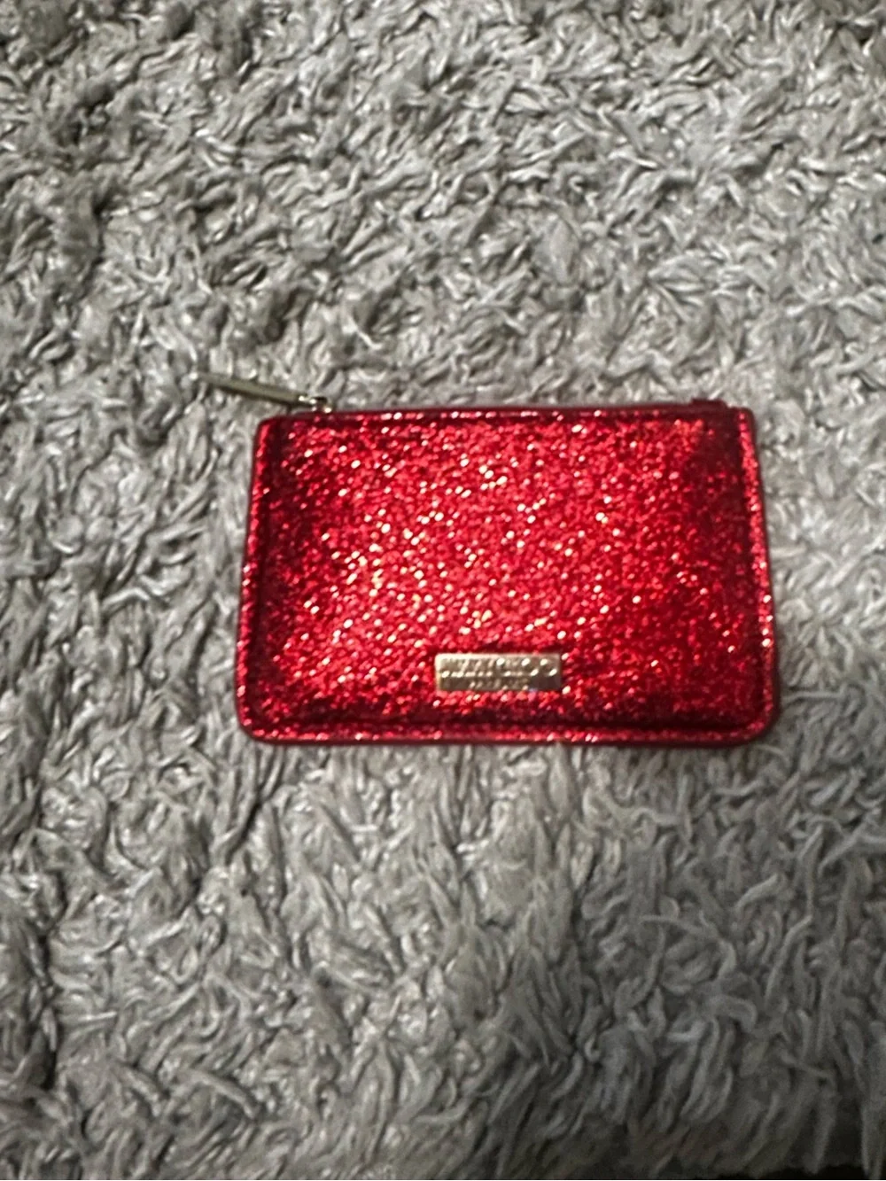 Red Glitter Zip Card Wallet - jimmy choo